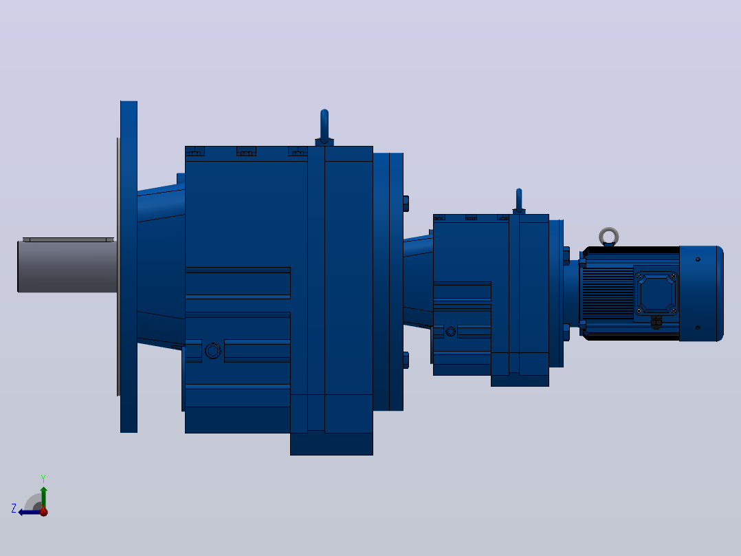 RF107R77法兰轴伸式组合型斜齿轮减速机RF107R77-Y0.25-4P-71-M1-0°-Φ450右视图