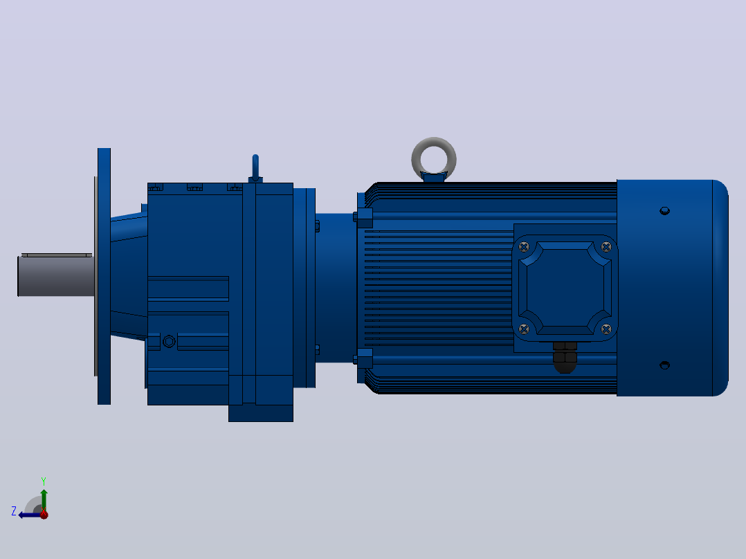 RF107法兰轴伸式安装斜齿轮减速机RF107-Y22-4P-180L-M1-0°-Φ450右视图