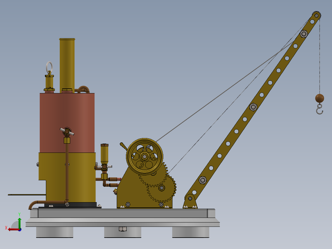 蒸汽起重机结构模型3D图纸 Solidworks设计后视图