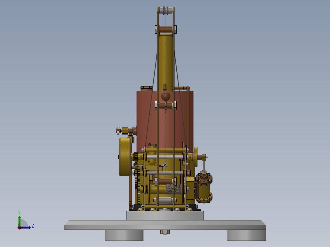 蒸汽起重机结构模型3D图纸 Solidworks设计左视图