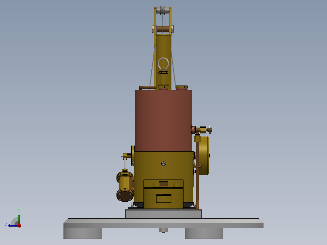 蒸汽起重机结构模型3D图纸 Solidworks设计右视图