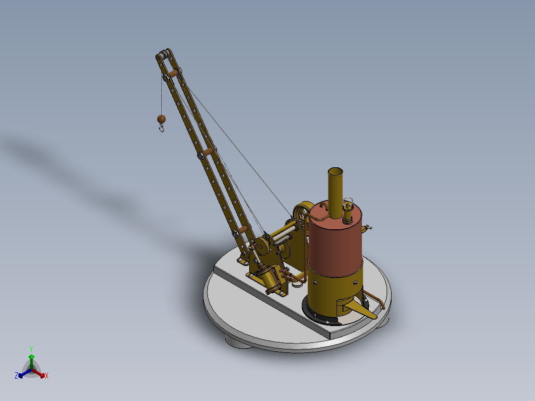 蒸汽起重机结构模型3D图纸 Solidworks设计正等轴测图