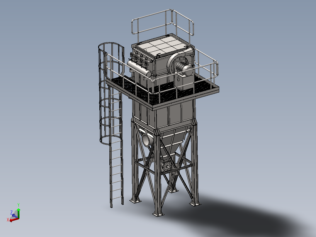 除尘器采用褶裥袋模型sw17可编辑主视图