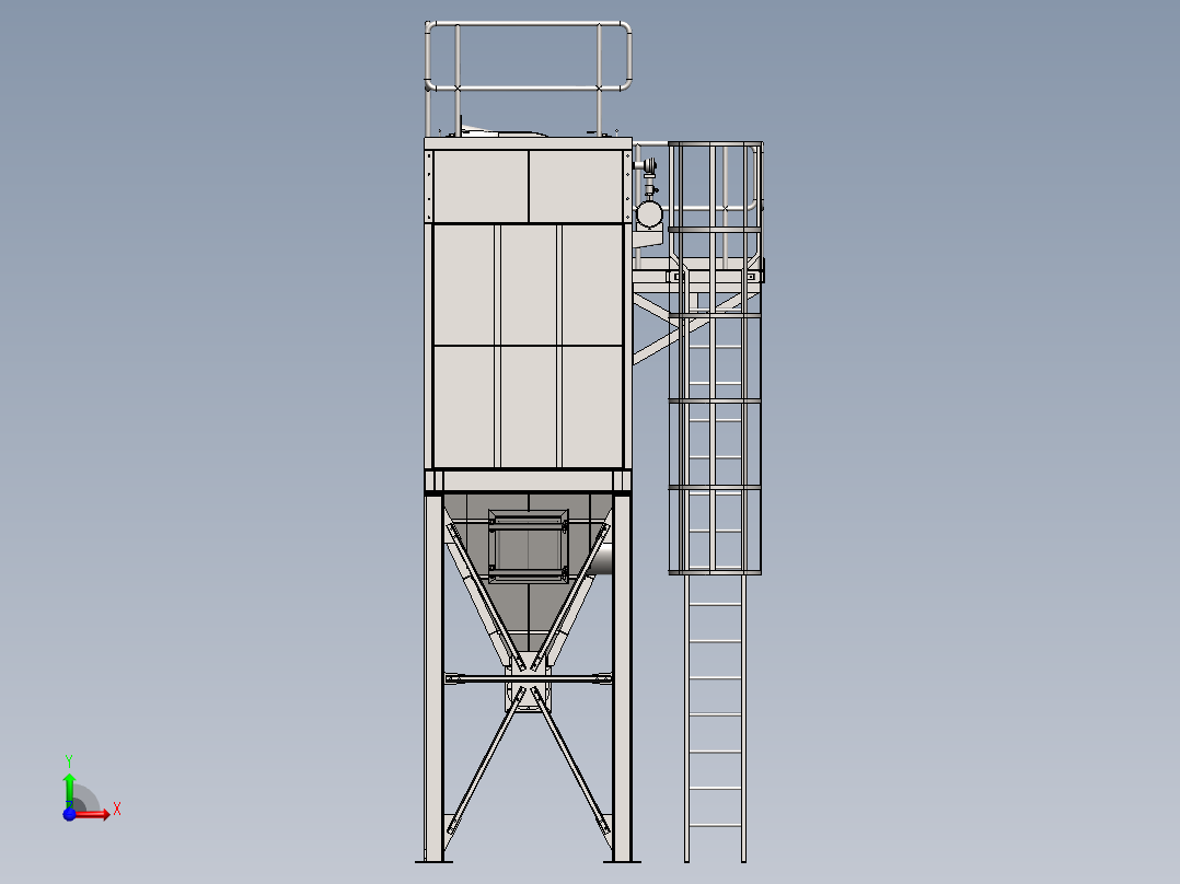 除尘器采用褶裥袋模型sw17可编辑前视图