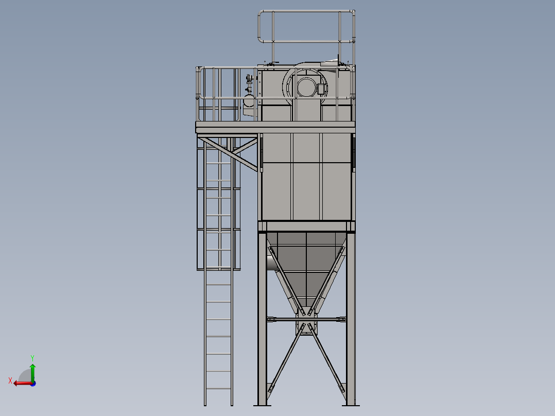 除尘器采用褶裥袋模型sw17可编辑后视图