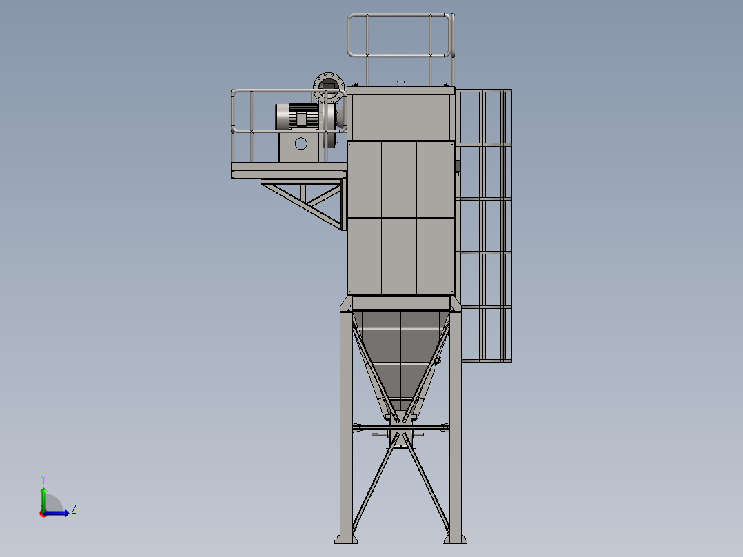 除尘器采用褶裥袋模型sw17可编辑左视图