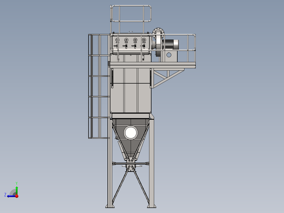 除尘器采用褶裥袋模型sw17可编辑右视图