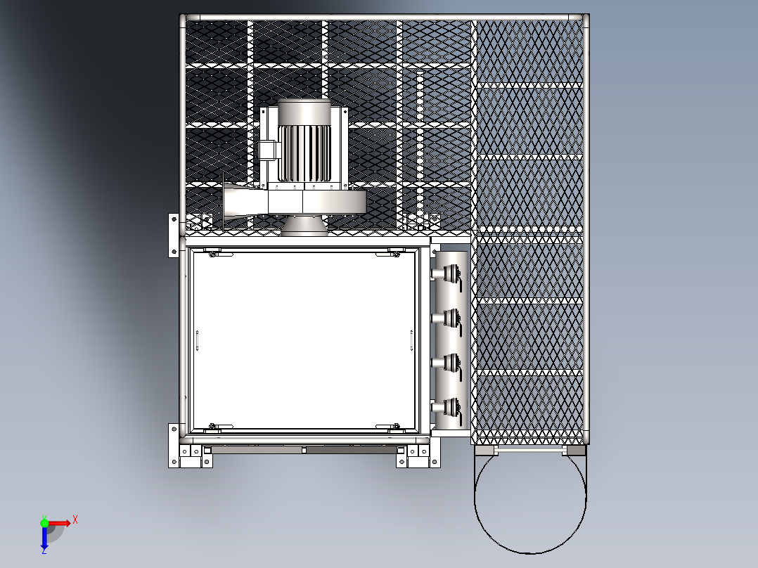 除尘器采用褶裥袋模型sw17可编辑俯视图