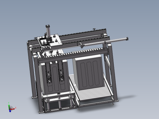 三轴龙门移载机3d图纸电动升降移载滚筒平台3D图