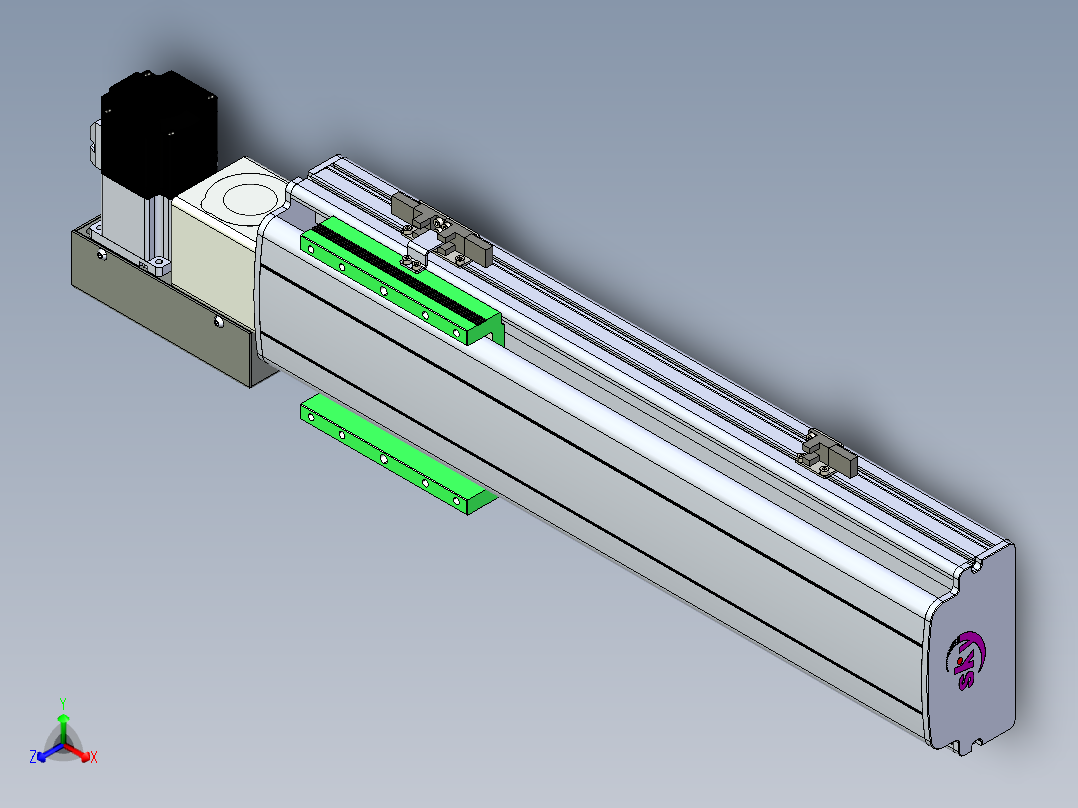 同步带滑台-半封闭B13H-L45-S300-L-P40-D3正等轴测图