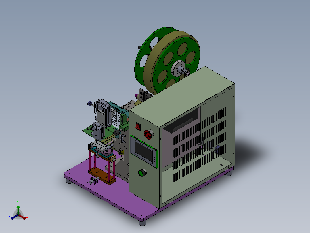 聚合物电池贴胶纸半自动机正等轴测图