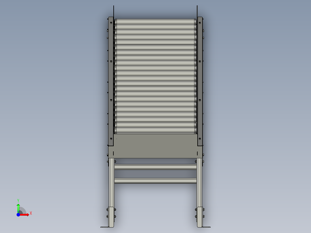 斜坡重力滚筒输送线前视图