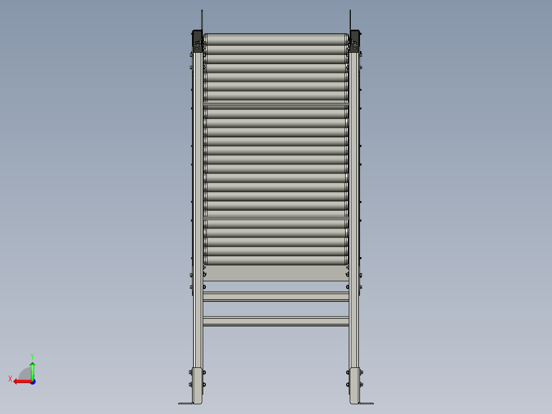 斜坡重力滚筒输送线后视图