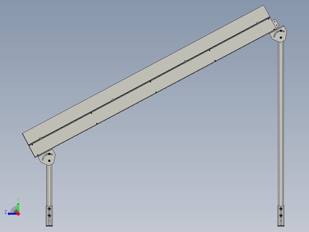 斜坡重力滚筒输送线右视图