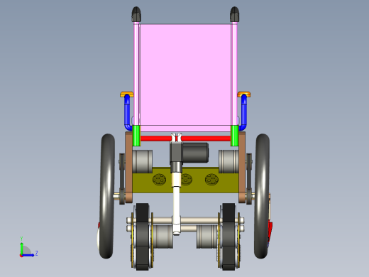 履带爬楼梯电动轮椅设计含三维二维说明书左视缩略图
