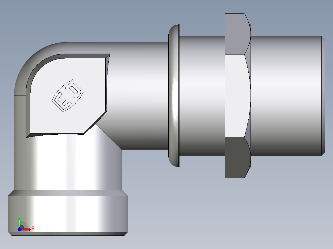 卡套式工业通用硬管接头EO_Bulkhead_elbow_WSV30SOMD71前视图