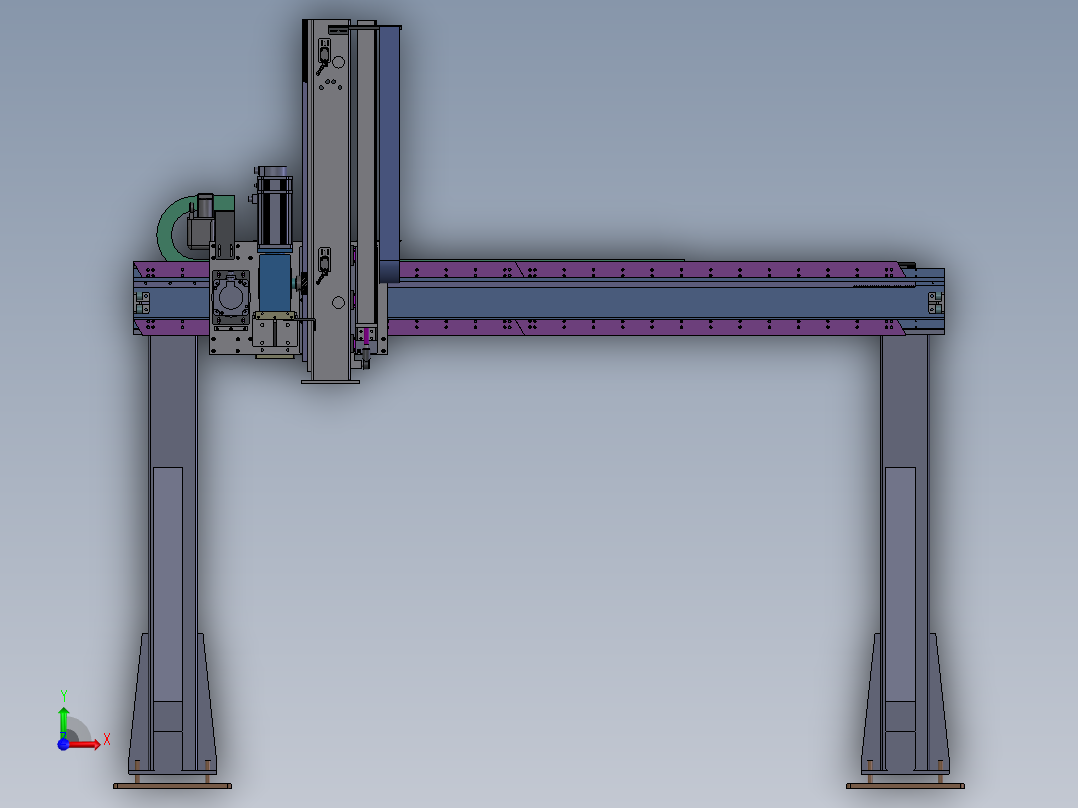单臂XZ轴桁架系统sw18前视图