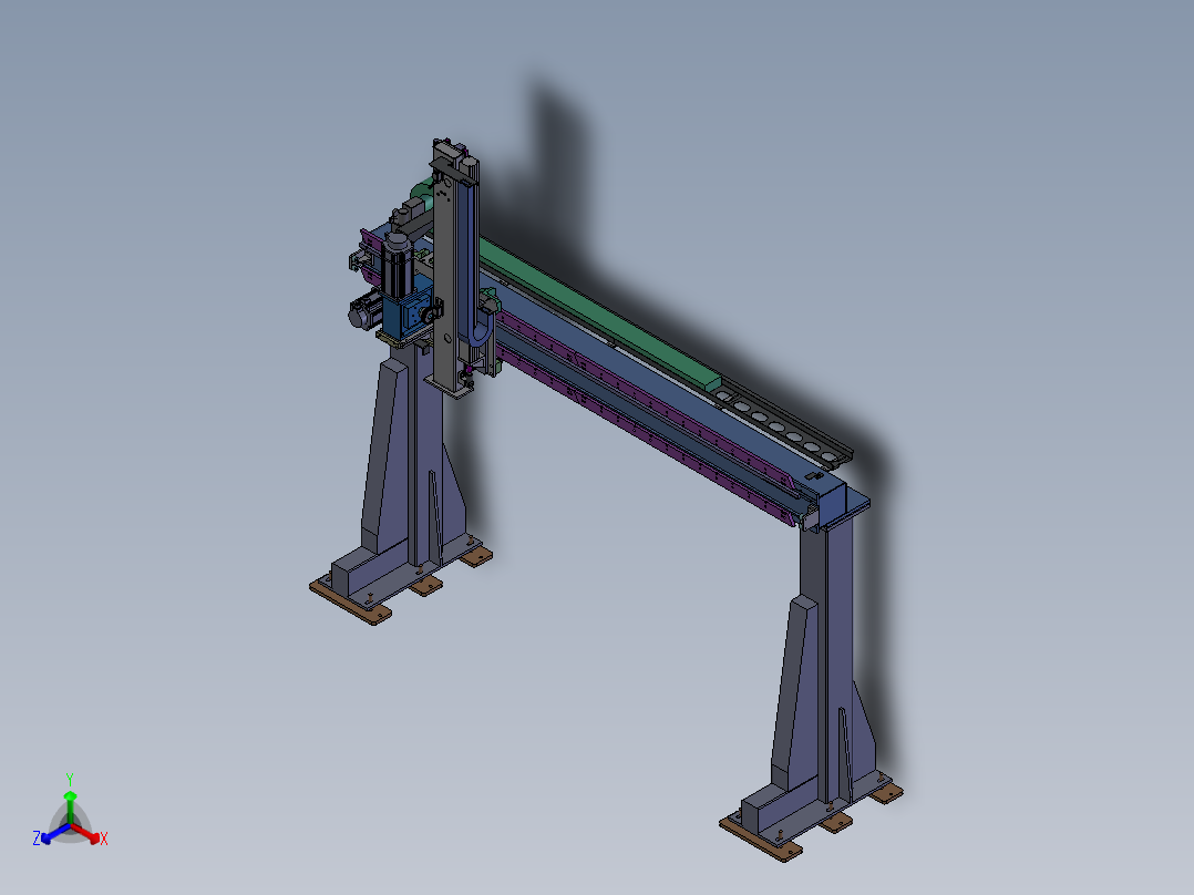 单臂XZ轴桁架系统sw18正等轴测图