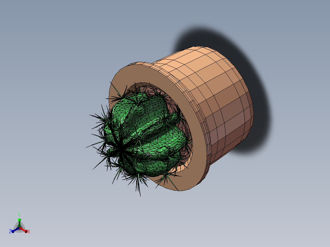 仙人球盆栽正等轴测图