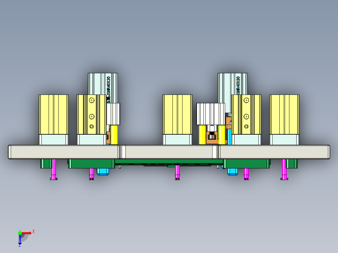 包胶金属电脑外壳攻牙程序模型俯视图