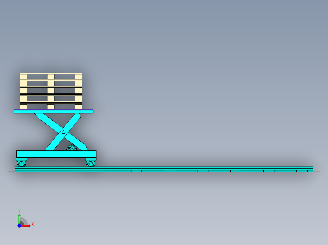 木托盘剪叉移动顶升设计前视图