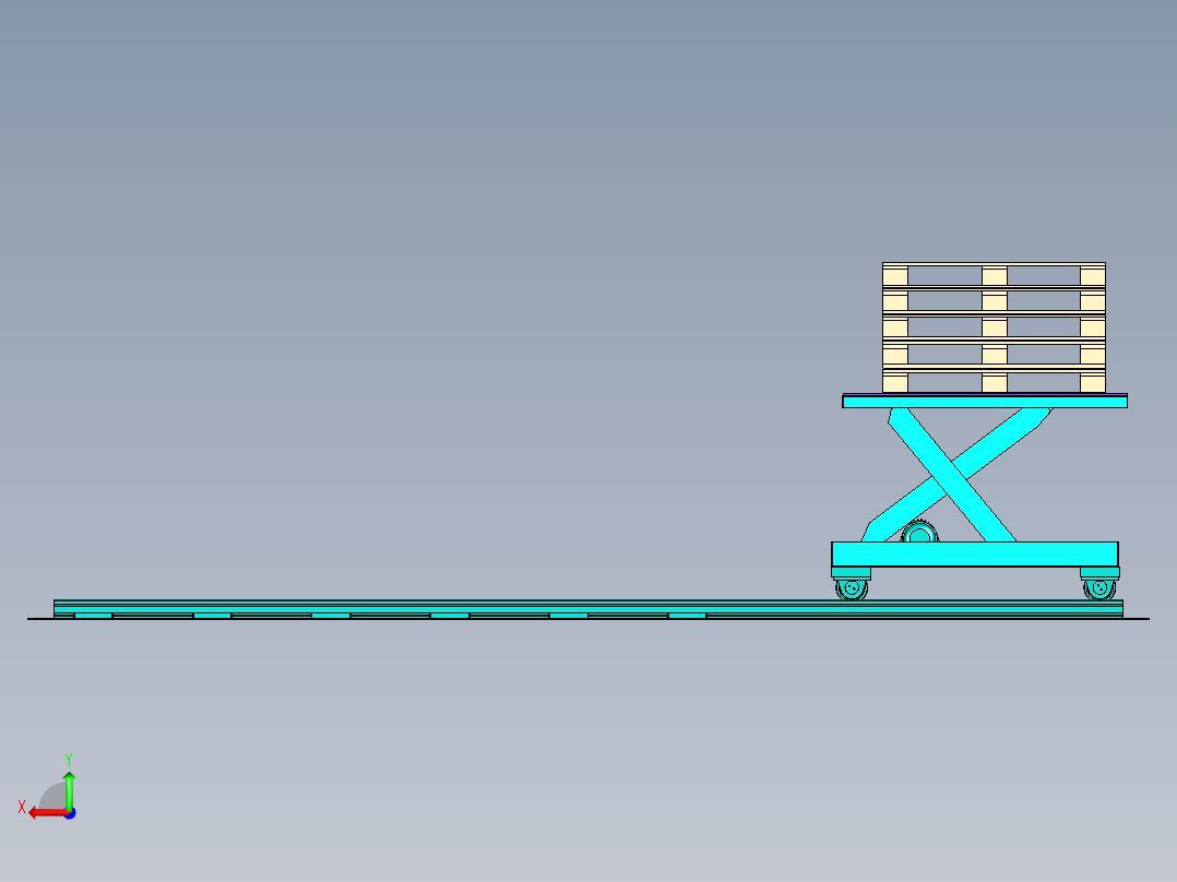 木托盘剪叉移动顶升设计后视图