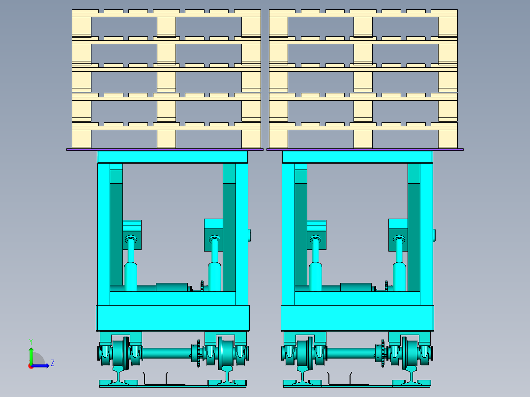 木托盘剪叉移动顶升设计左视图