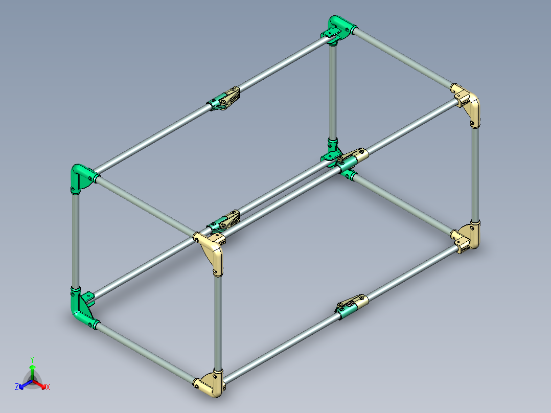 折叠笼子框架正等轴测图