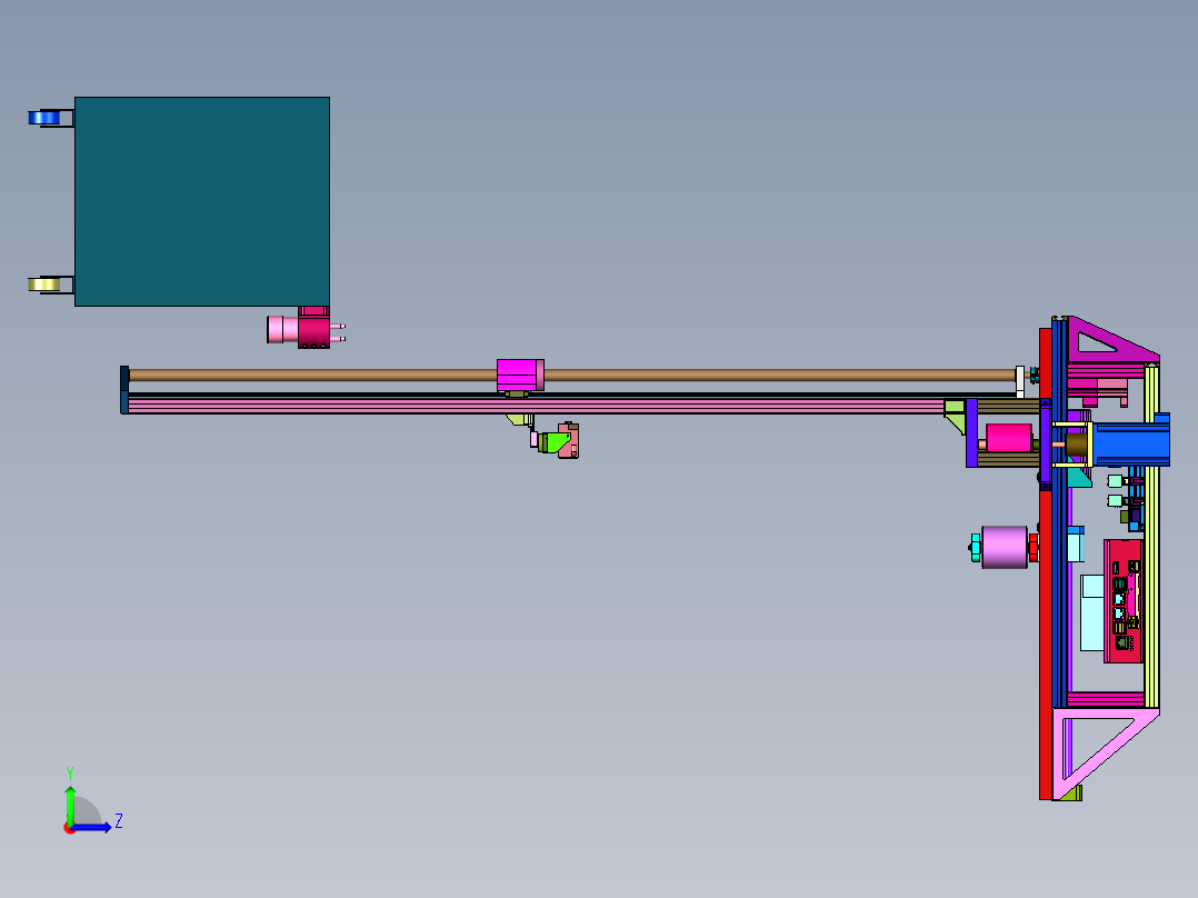 大型薄壁筒检测装置机械结构左视图