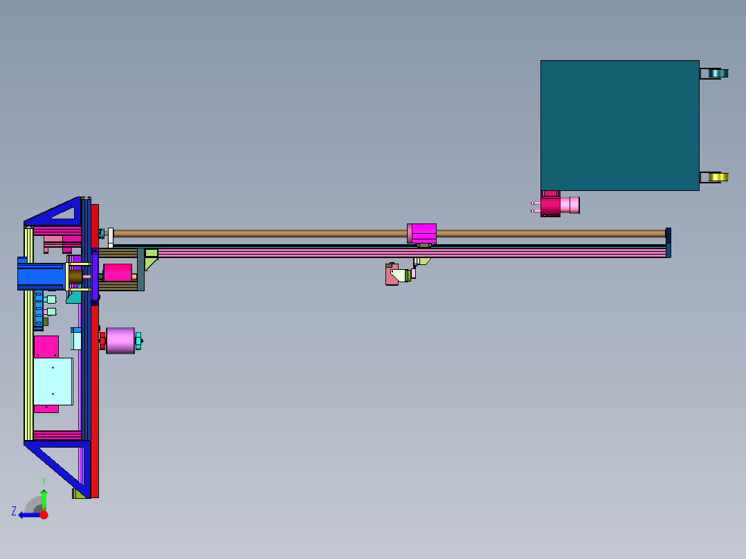 大型薄壁筒检测装置机械结构右视图