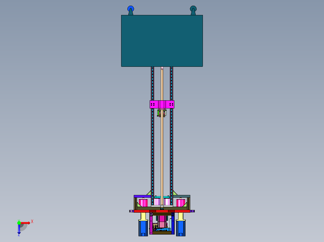 大型薄壁筒检测装置机械结构俯视图