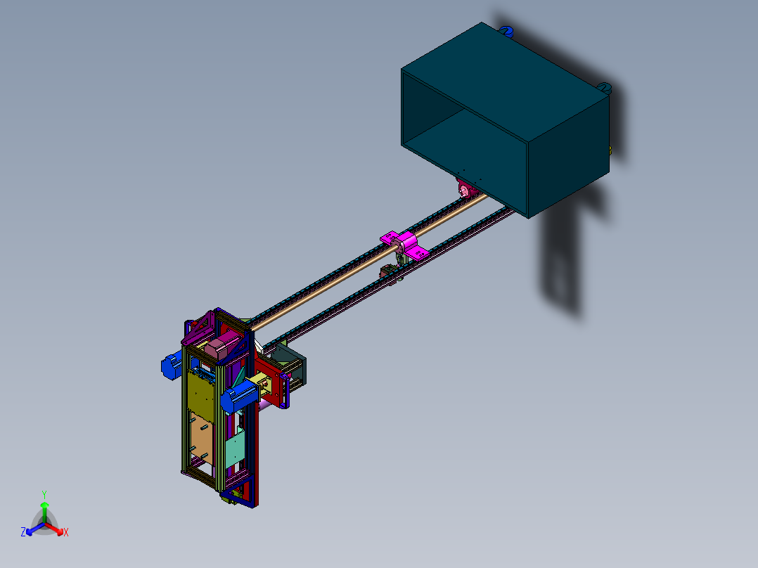 大型薄壁筒检测装置机械结构正等轴测图