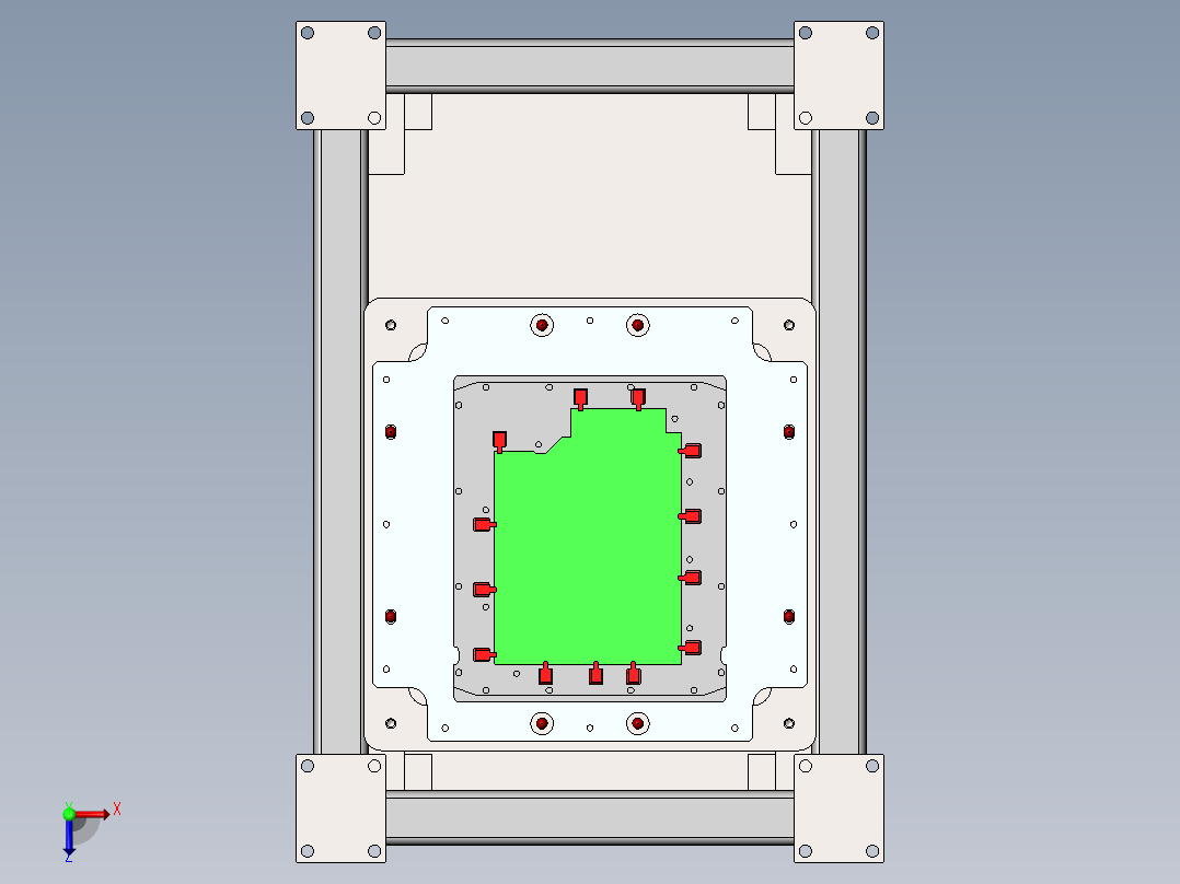 气动升降单伺服驱动8头自动锁螺丝机俯视图
