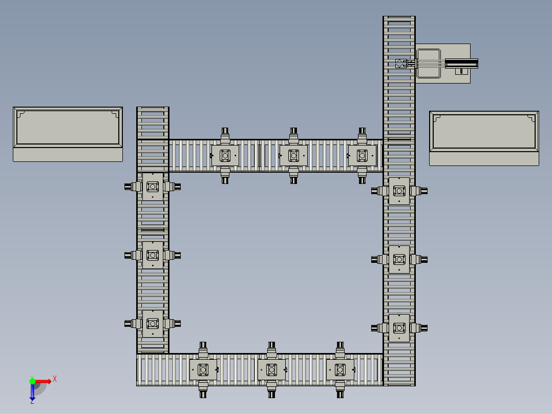 自动配料系统的环形输送线俯视图