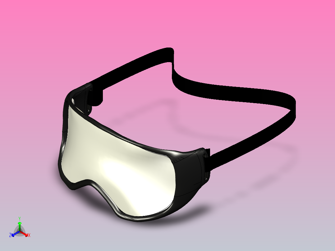 滑雪板护目镜正等轴测图