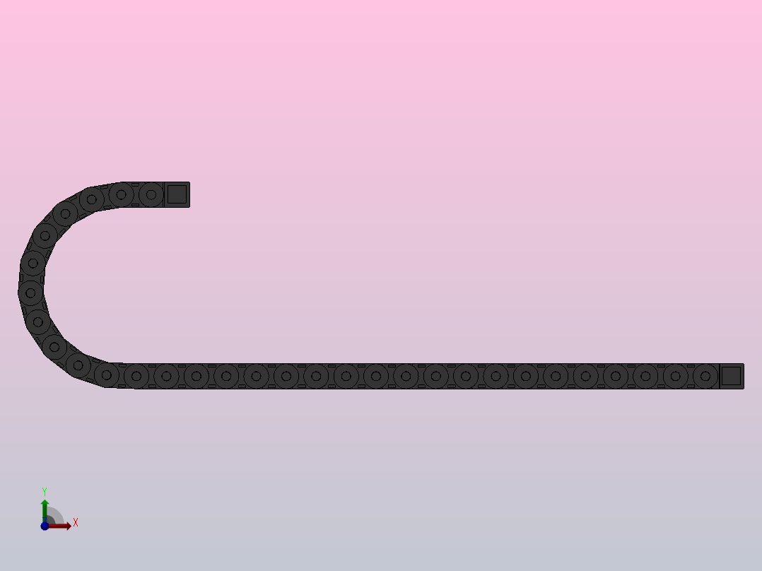 弯曲半径200内高35两侧打开型封闭式拖链[DMD35CD-35-60-200R-30]前视图