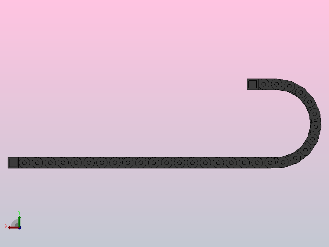 弯曲半径200内高35两侧打开型封闭式拖链[DMD35CD-35-60-200R-30]后视图