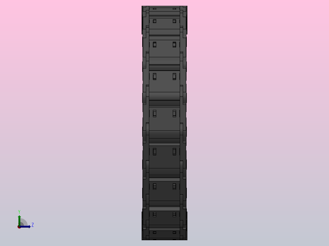 弯曲半径200内高35两侧打开型封闭式拖链[DMD35CD-35-60-200R-30]左视图