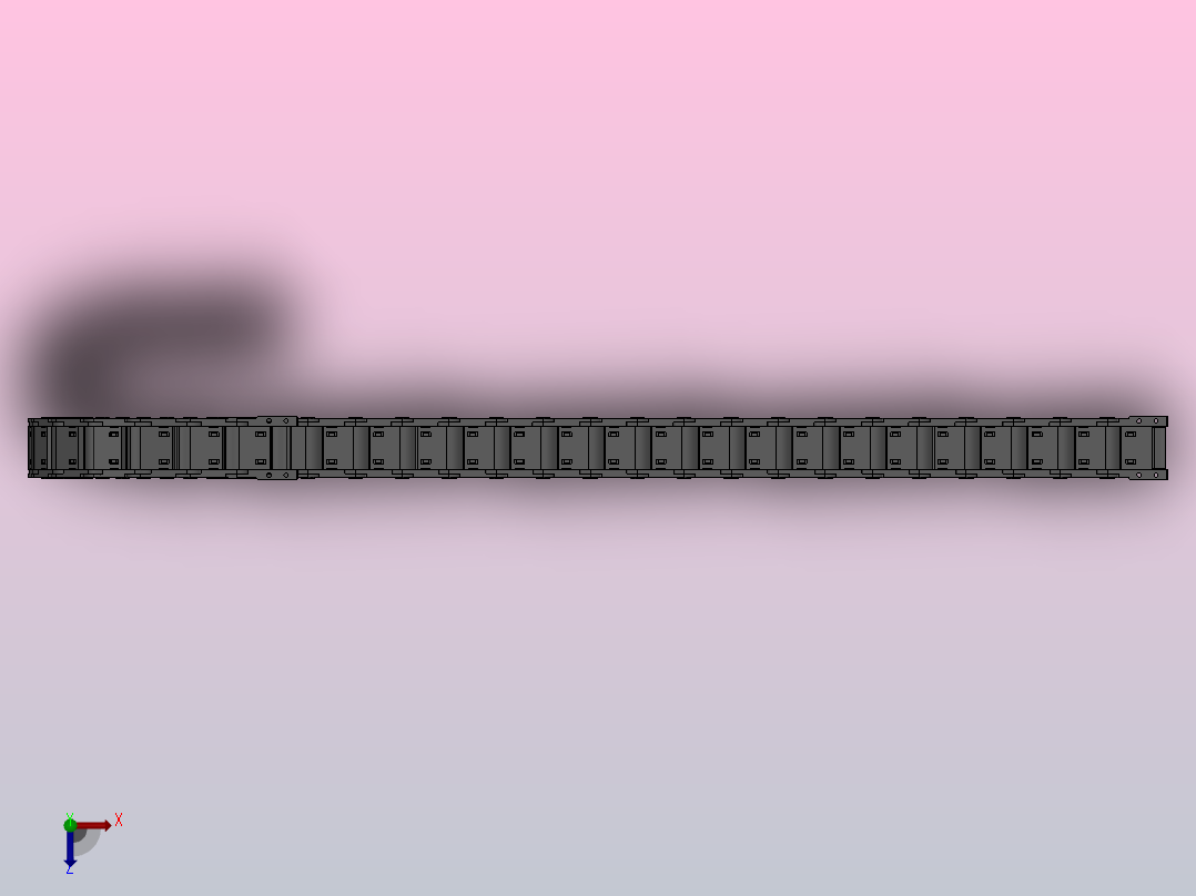 弯曲半径200内高35两侧打开型封闭式拖链[DMD35CD-35-60-200R-30]俯视图