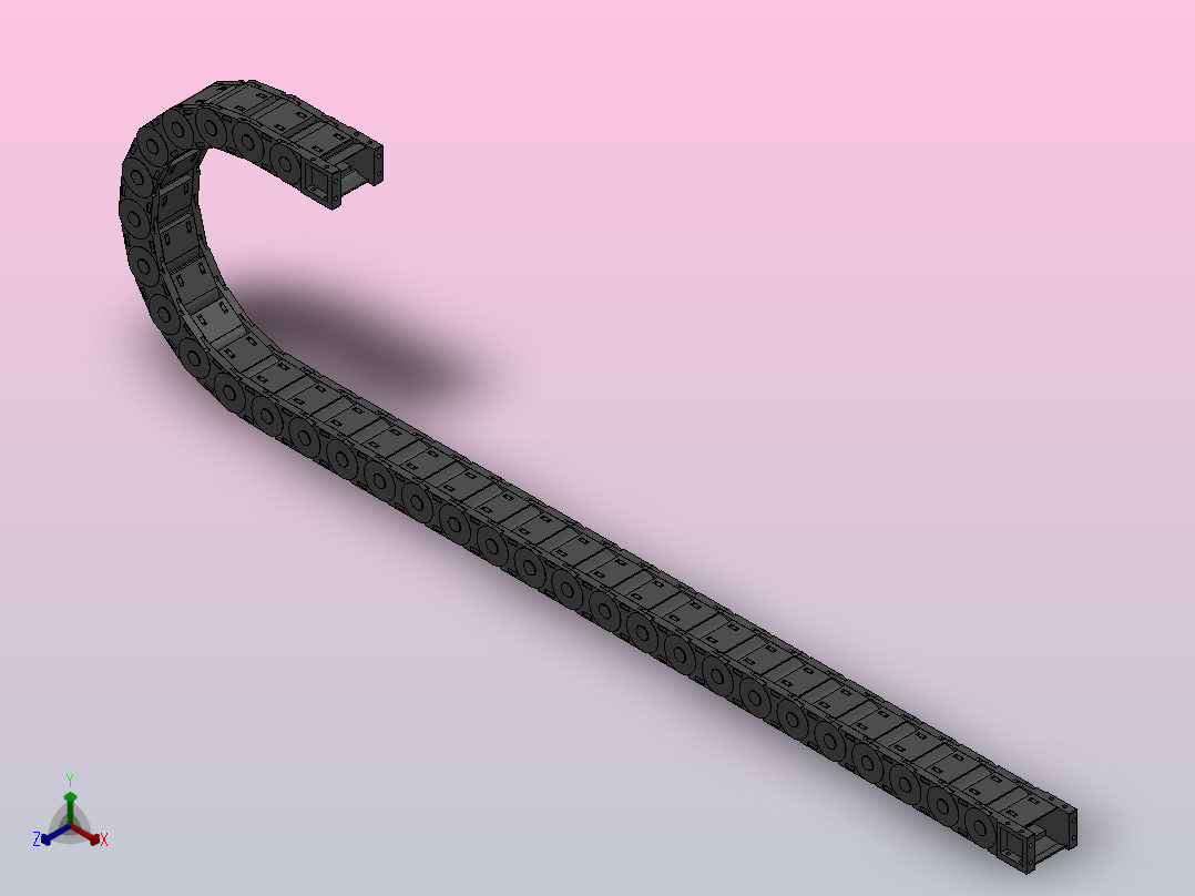 弯曲半径200内高35两侧打开型封闭式拖链[DMD35CD-35-60-200R-30]正等轴测图