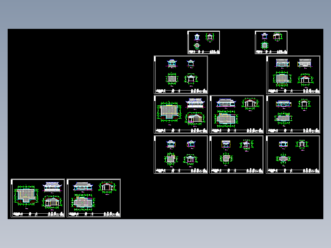 中式古典旅游景区之江南水乡古猗园建筑施工图CAD图纸
