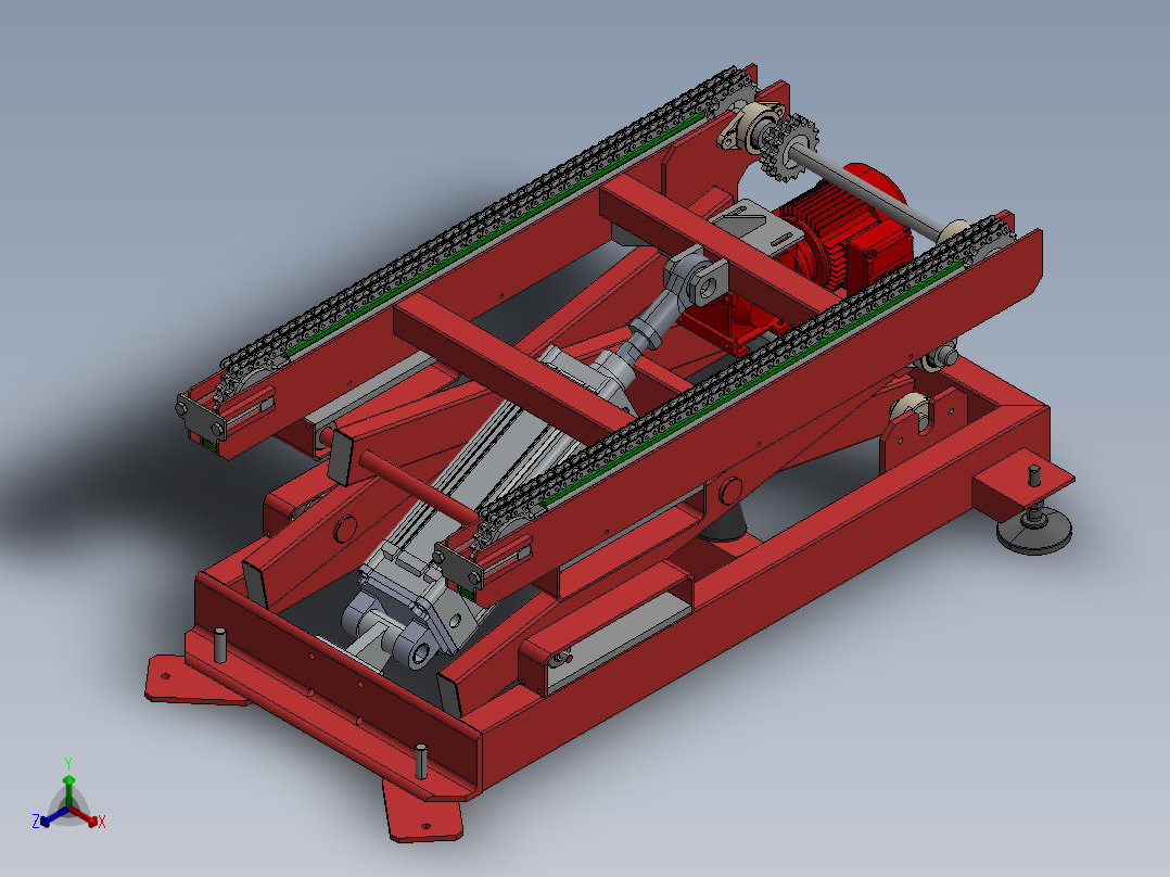 气缸升降链式输送机 3D图纸 机械设备设计素材3D模型文件