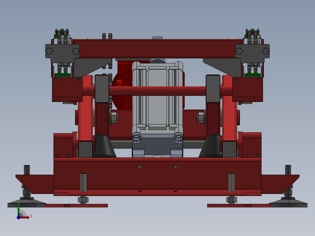 气缸升降链式输送机 3D图纸 机械设备设计素材3D模型文件前视图
