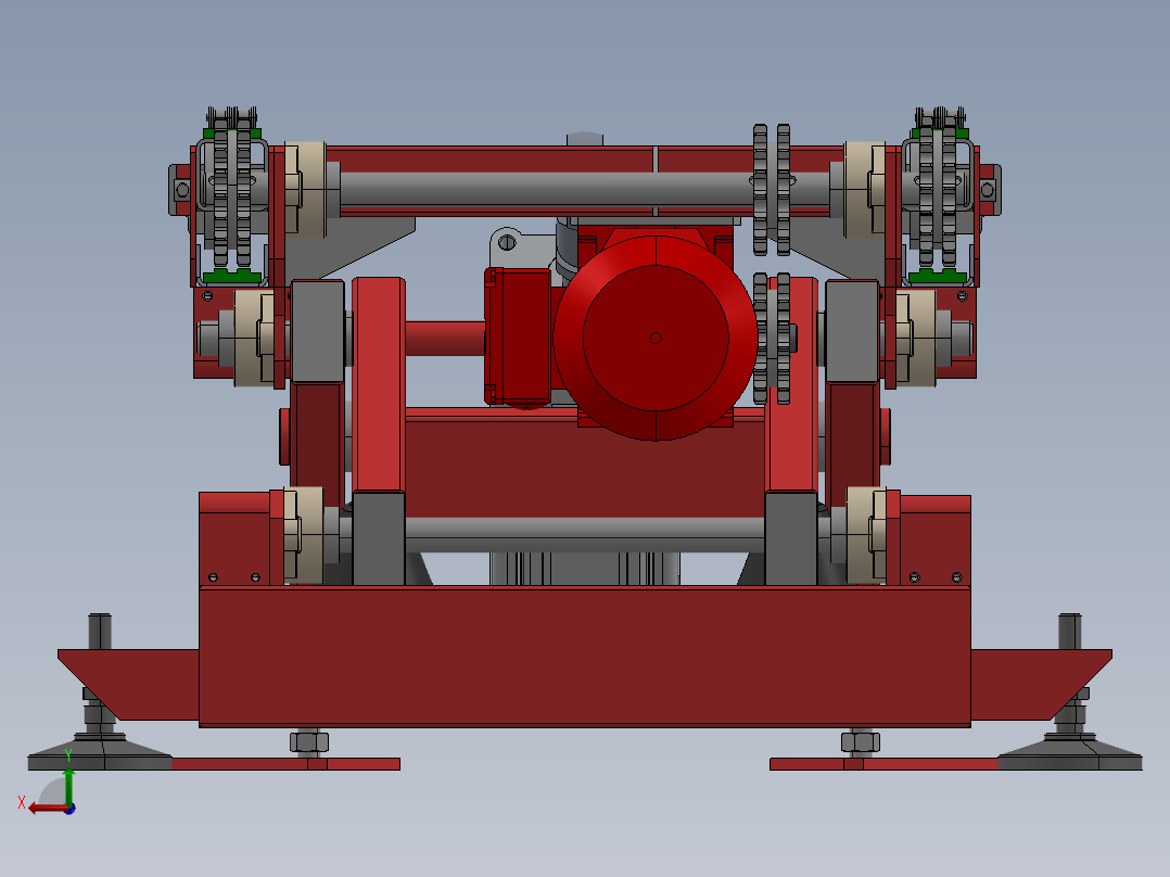 气缸升降链式输送机 3D图纸 机械设备设计素材3D模型文件后视图