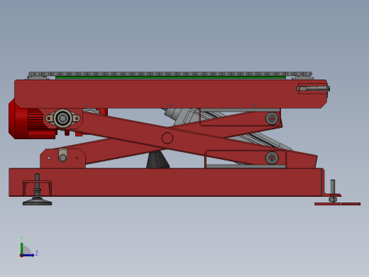气缸升降链式输送机 3D图纸 机械设备设计素材3D模型文件左视缩略图