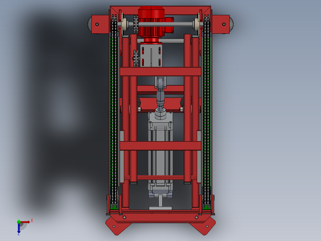气缸升降链式输送机 3D图纸 机械设备设计素材3D模型文件俯视图