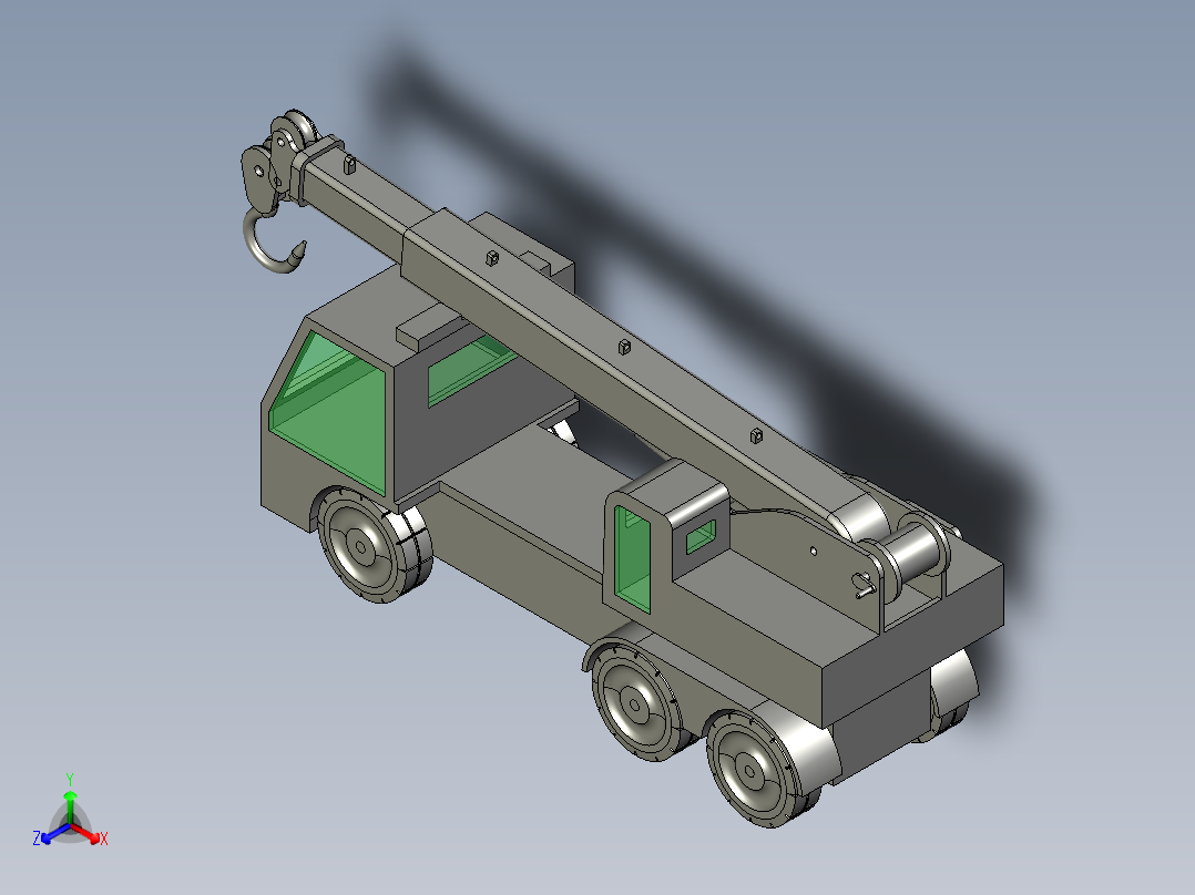 单臂式起重吊机3d图纸 悬臂式提升吊钩起重设备PROE绘图三维模型