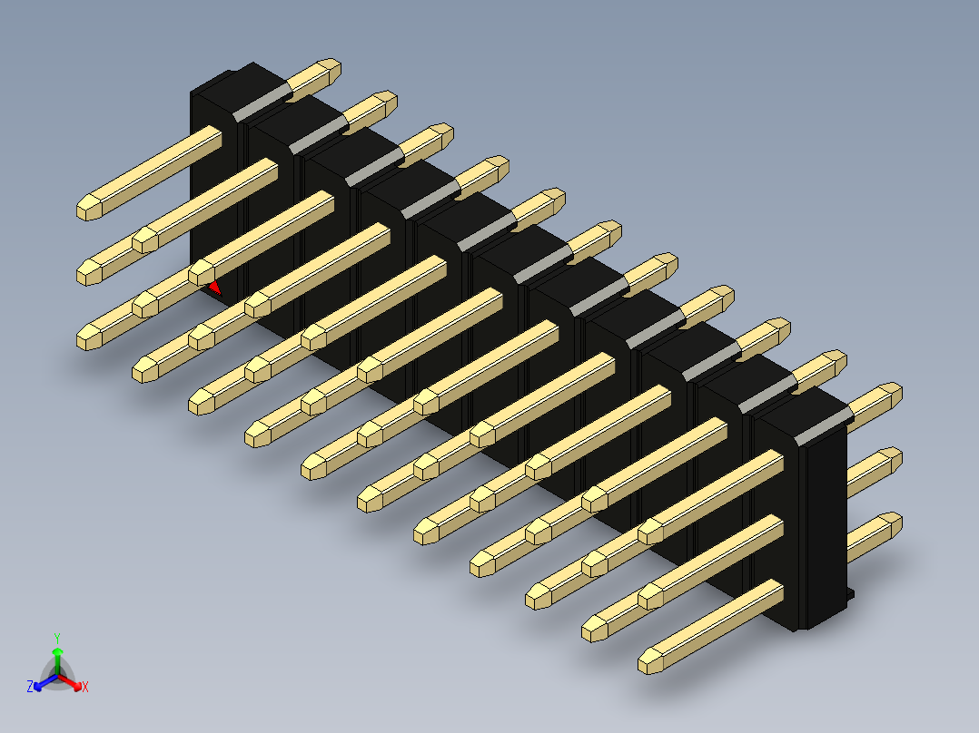 彩色公头100mil（2.54mm）系列-DS1021_black_3x11p_100mil_Type1_rev1.0主视图