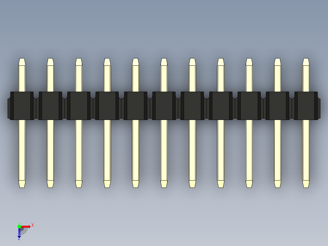 彩色公头100mil（2.54mm）系列-DS1021_black_3x11p_100mil_Type1_rev1.0俯视图