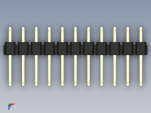 彩色公头100mil（2.54mm）系列-DS1021_black_3x11p_100mil_Type1_rev1.0俯视缩略图